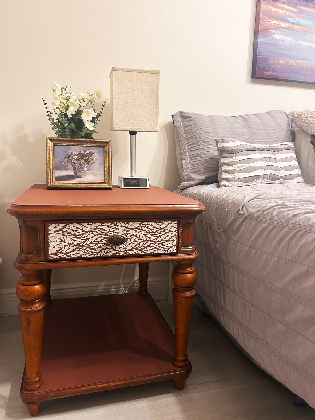 Wooden Nightstand (Floral)