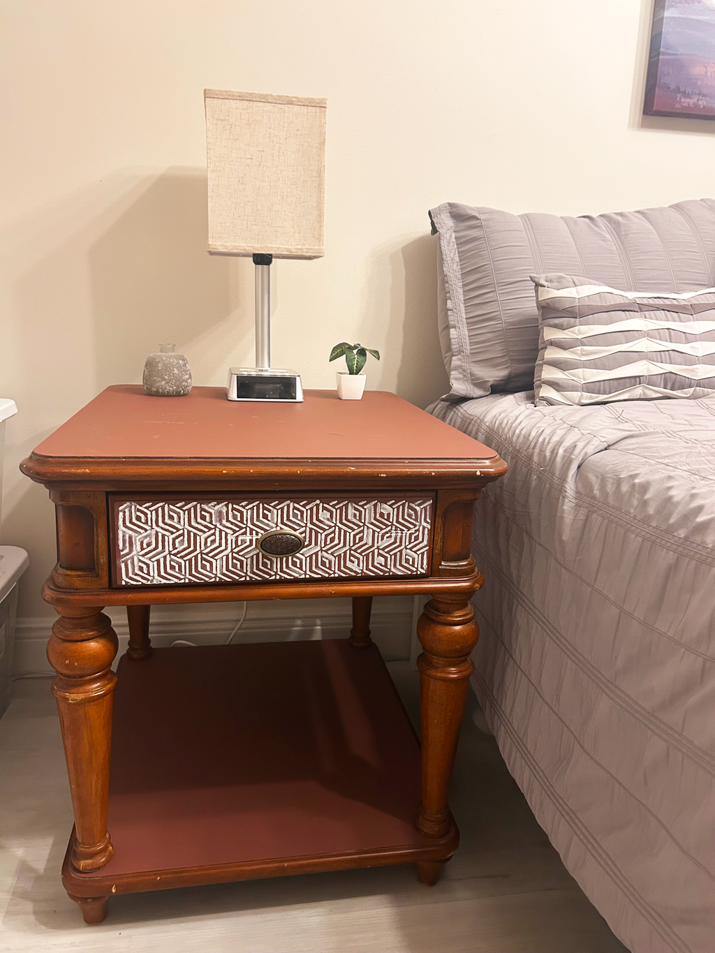 Wooden Nightstand (Geometric)